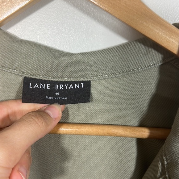 Lane Bryant 16 Long Utility Jacket Dress Trench Dusty Olive fall coat plus size - Picture 7 of 14